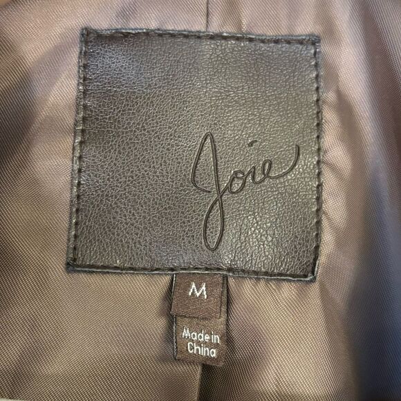 Joie Kellyn Opal Leather Taupe Cream Jacket  Zipper Size M - Picture 12 of 15